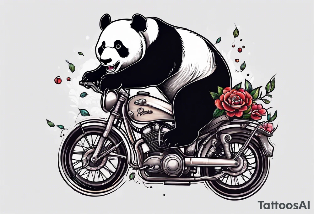 panda riding a bicycle tattoo idea
