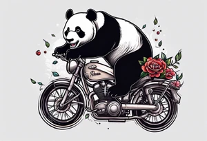 panda riding a bicycle tattoo idea