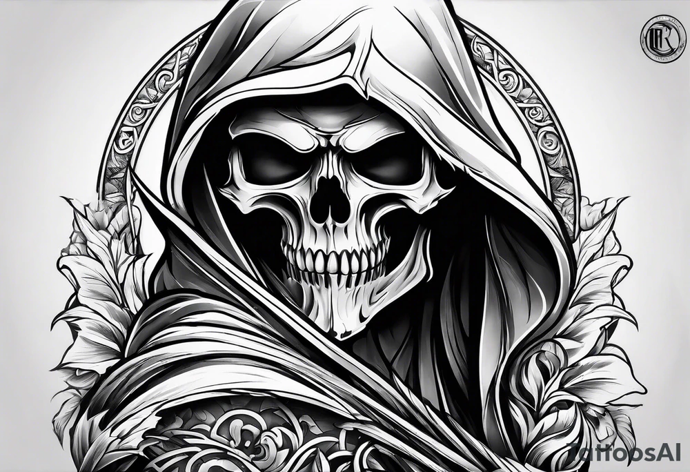 reaper tattoo design for upper arm and chest tattoo idea