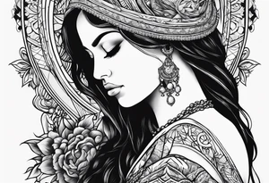 Praying Christian woman side view tattoo idea