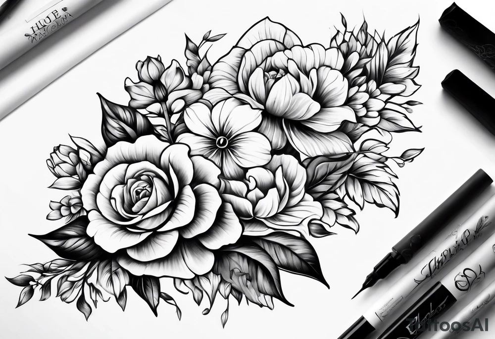 Flowers around hourglass tattoo idea