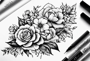 Flowers around hourglass tattoo idea