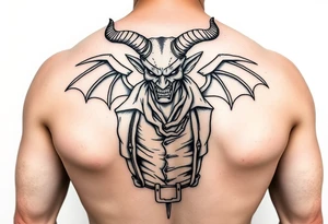 demon in cowboy-clothing,desert. tattoo idea