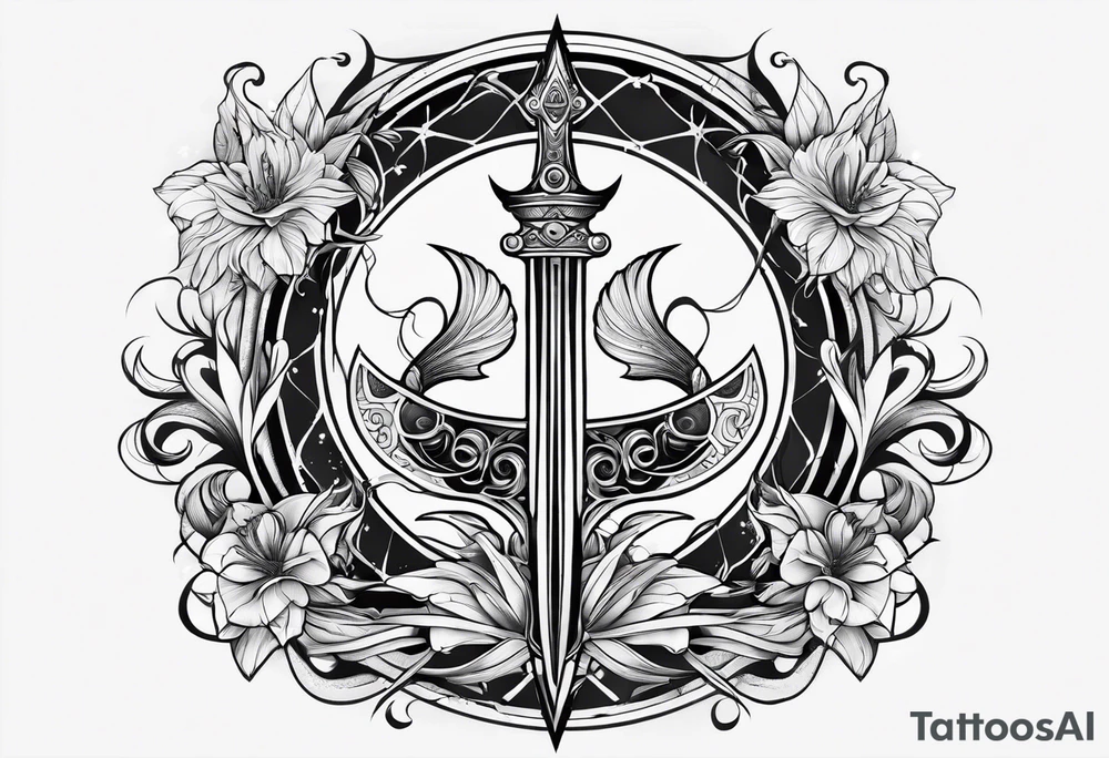 Pisces trident tattoo idea