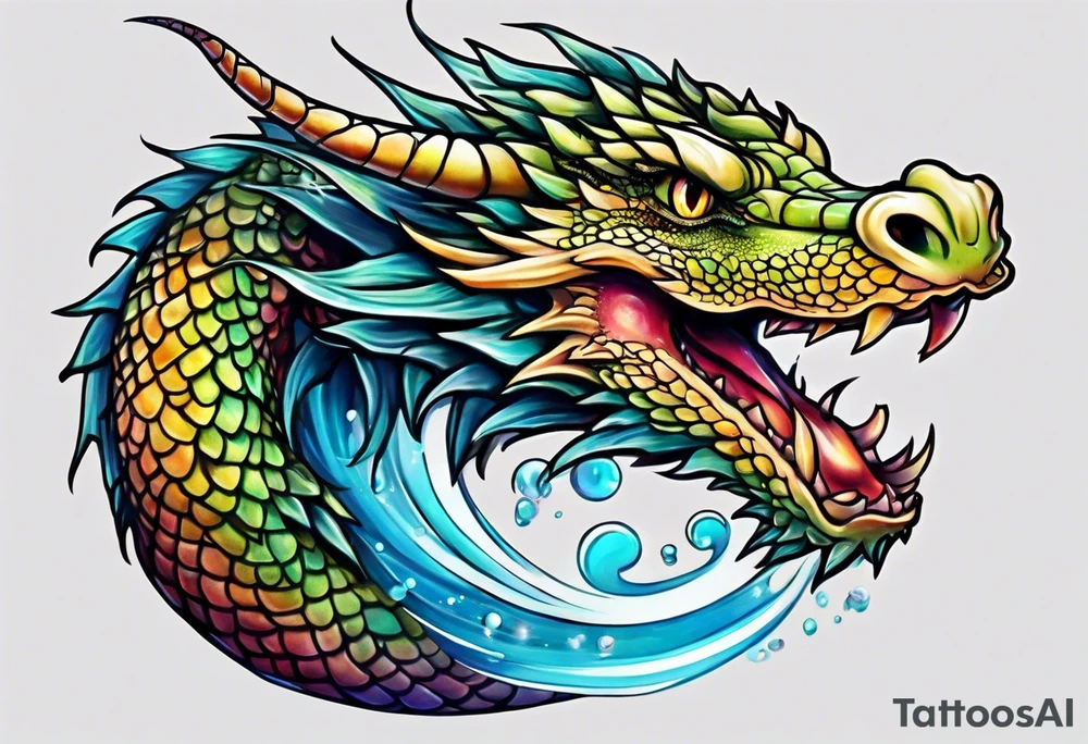 Water dragon cute tattoo idea