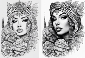 Columbia culture tattoo idea on leg/leg sleeve tattoo idea