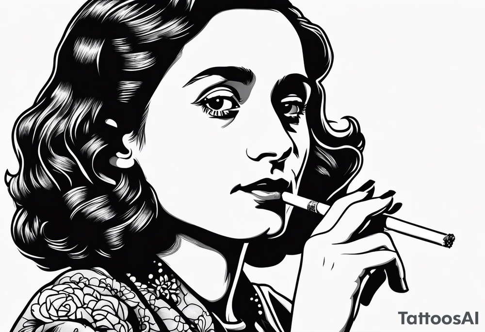 Anne Frank smoking cigarette tattoo idea