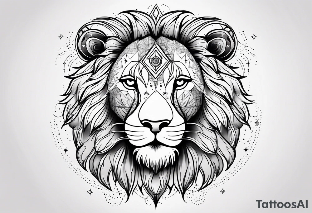 Leo zodiac sign and all of its elements including the constellation on a back tatto tattoo idea