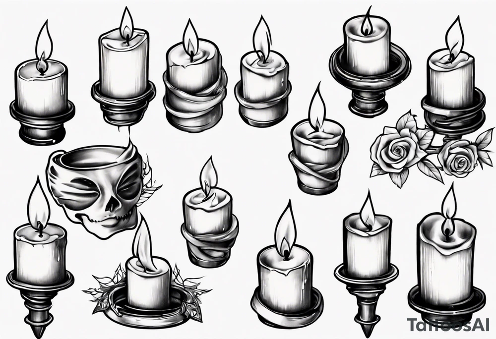 Burning candle in finger loop holder tattoo idea