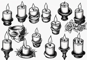 Burning candle in finger loop holder tattoo idea