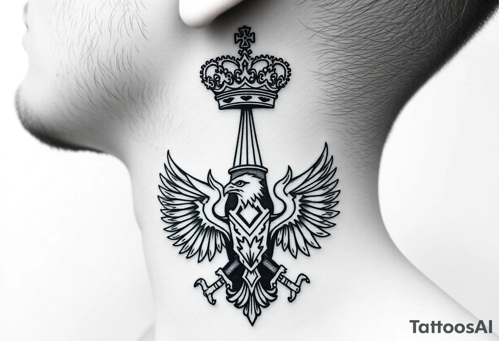 St. George 
3 russian imperial crowns above the Russian coat of arms double eagle
Russian sabre
The Kremlin or St. Basil's Cathedral scene 
on the side of my neck tattoo idea
