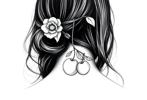 Girly fishing rod with something showcasing South Carolina peaches dangling from it tattoo idea