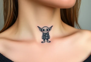 Tiny goblin with paint all over their clothes tattoo idea