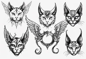 Cat with wings and horn tattoo idea