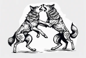two wolves dancing on their hind legs. tattoo idea