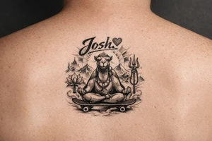 The name, Josh🩵, a Hindu camel skateboarding calmness tattoo idea