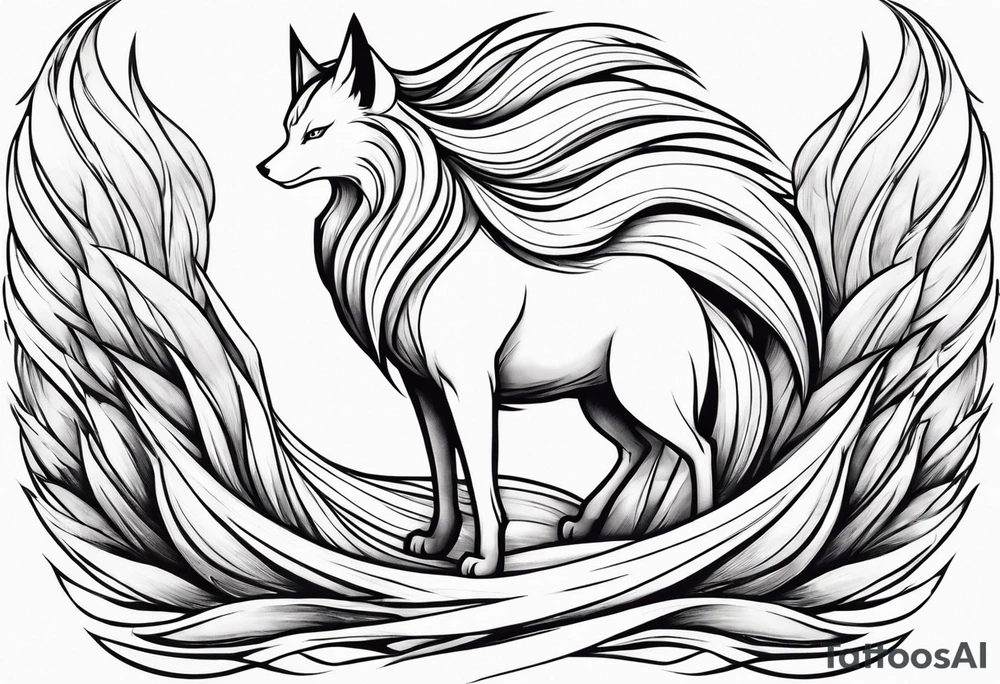 Ninetails facing forward, minimalistic design tattoo idea