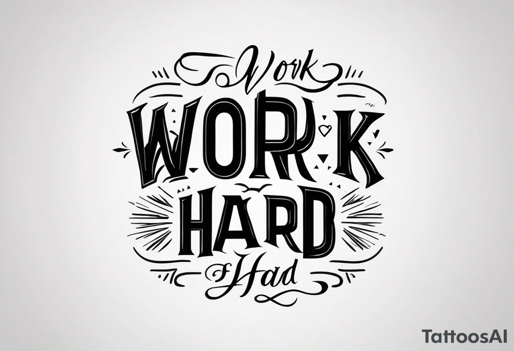 I want a tattoo containing the following two words "work hard" and "play hard". tattoo idea