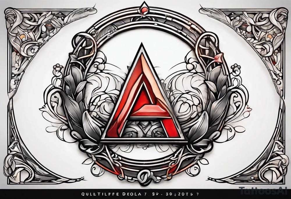 letter delta inside a chain circle, subtle, womanly, simplistic tattoo idea