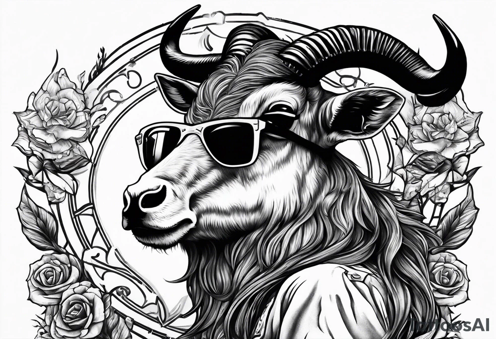 capricorn with sunglasses and shotgun tattoo idea