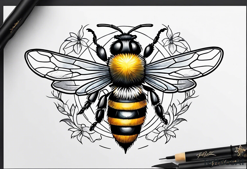 sketch of simple bee tattoo idea