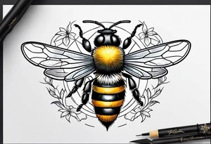 sketch of simple bee tattoo idea