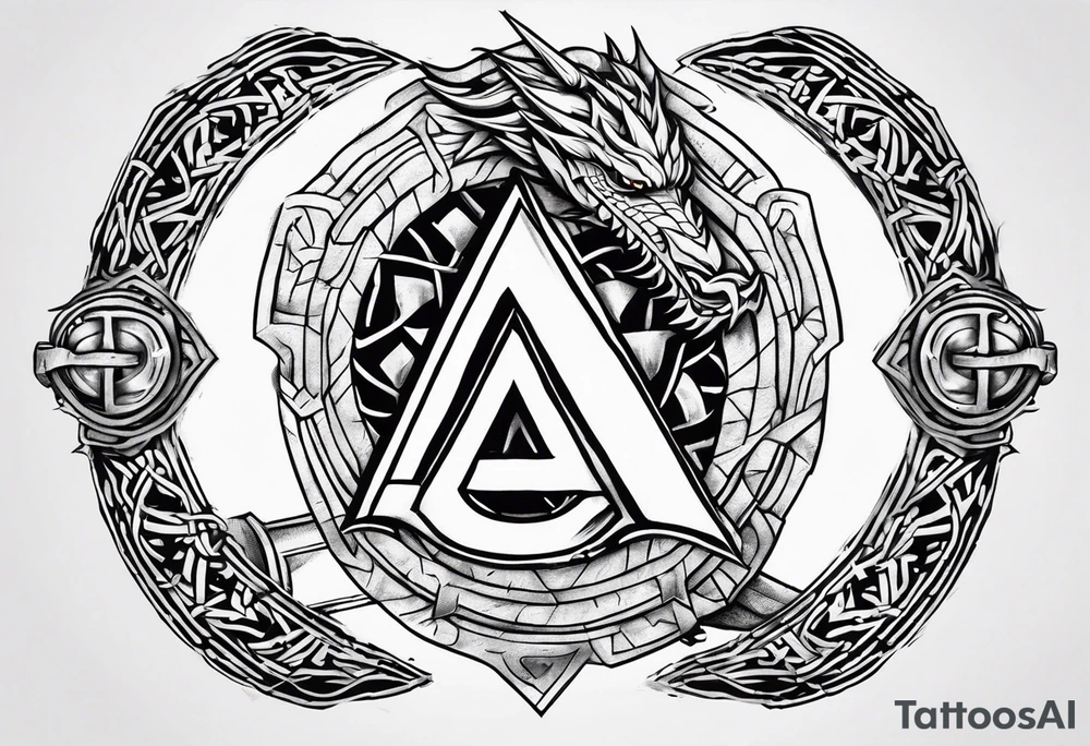 Valhalla sword shield dragon axe Valknut barbed wire
steps tattoo idea Valhalla sword shield dragon axe Valknut barbed wire
steps tattoo idea