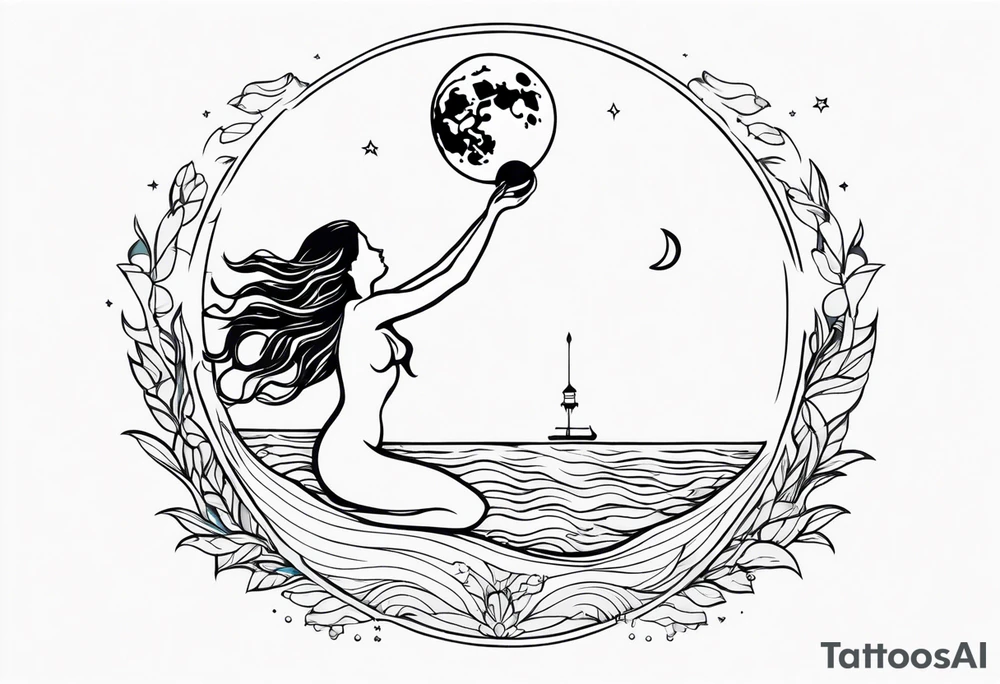 mermaid reaching for the moon tattoo idea
