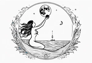 mermaid reaching for the moon tattoo idea