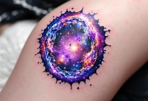 The hooked tail of Scorpius with amethyst hues as it circles the heart of the Milky Way along Scorpius star constellation tattoo idea