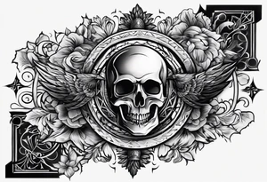 Forearm symbol of war and peace horizontal 30x8cm tattoo idea