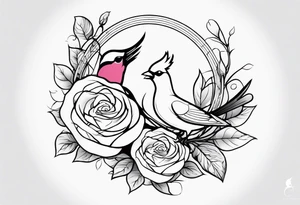 breast cancer ribbon memorial forearm tattoo incorporating roses and a cardinal into the tattoo tattoo idea