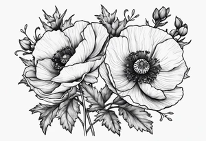 Poppy and larkspur tattoo idea