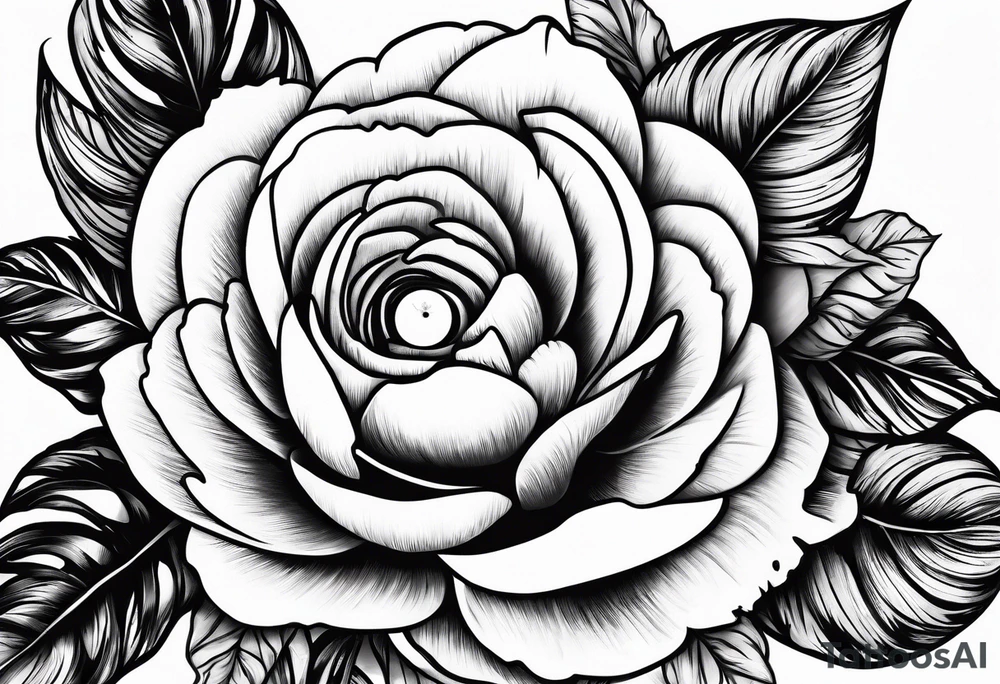 Peonies roses evil eye tattoo idea