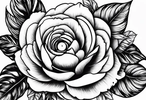 Peonies roses evil eye tattoo idea