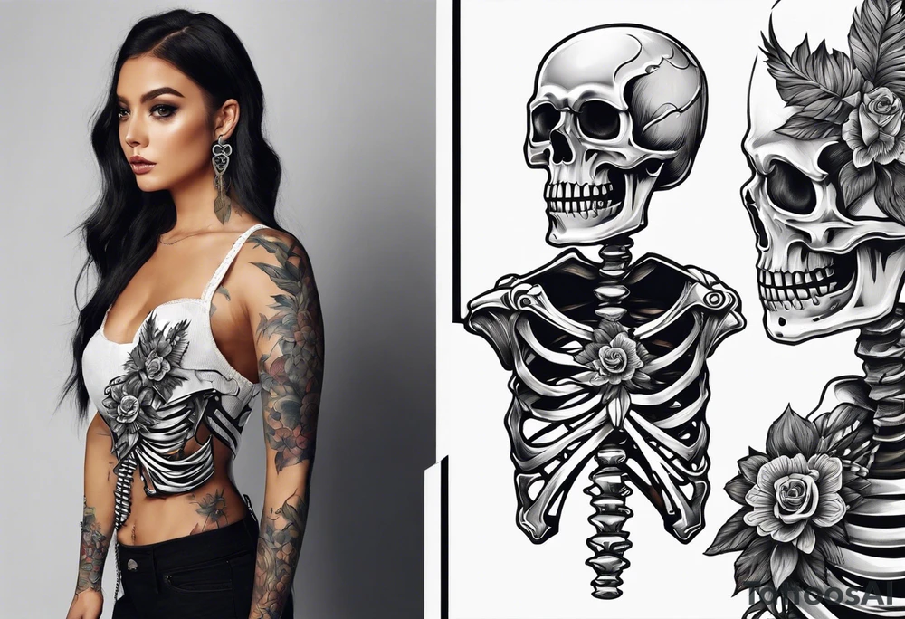 skeleton walking with a cross tattoo idea