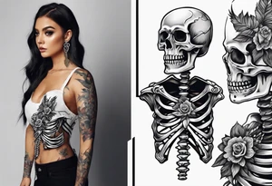 skeleton walking with a cross tattoo idea