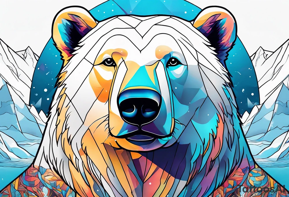 mona lisa but a polar bear tattoo idea