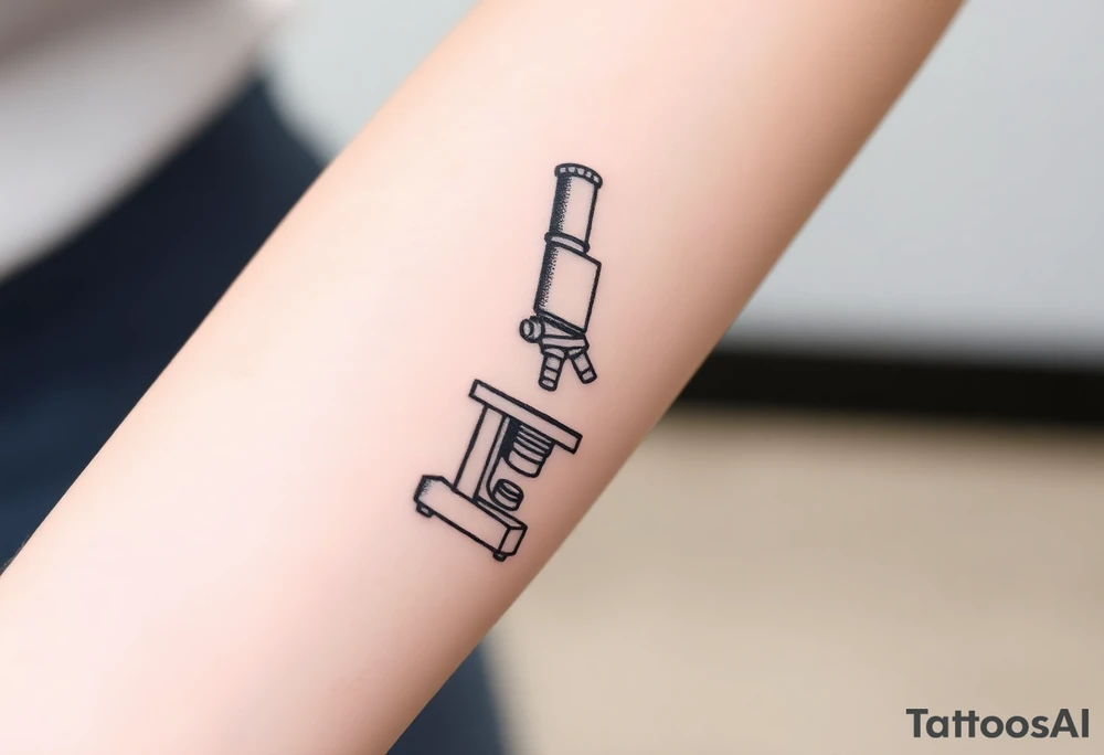 Minimalist tattoo for women scientist, microscope tattoo idea