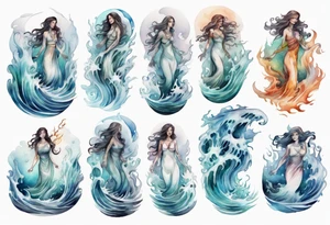 the ghost of a woman rising from the waves of the sea tattoo idea