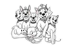 full squad of paw patrol tattoo idea