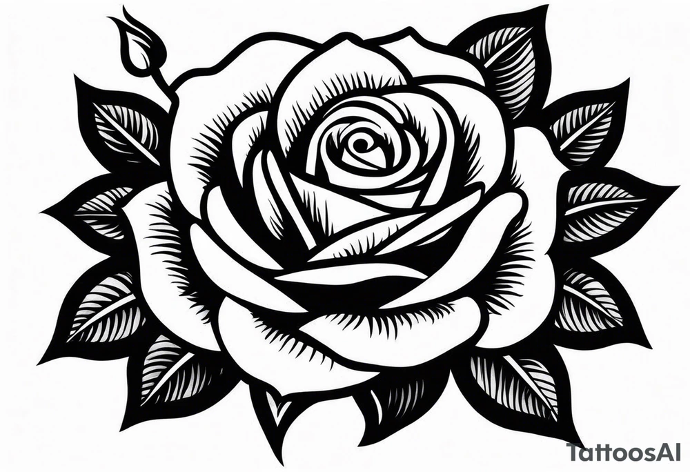 American traditional rose tattoo idea