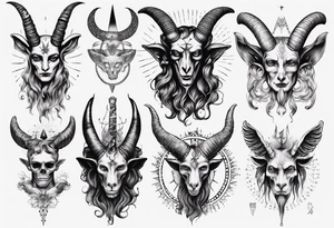 Baphomet sleeve high contrast human like tattoo idea