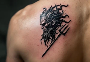 skinny poseidon, with trident tattoo idea