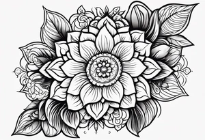 Hippy Buddhist feminine floral tattoo idea