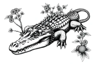 gothic alligator with orange groves tattoo idea