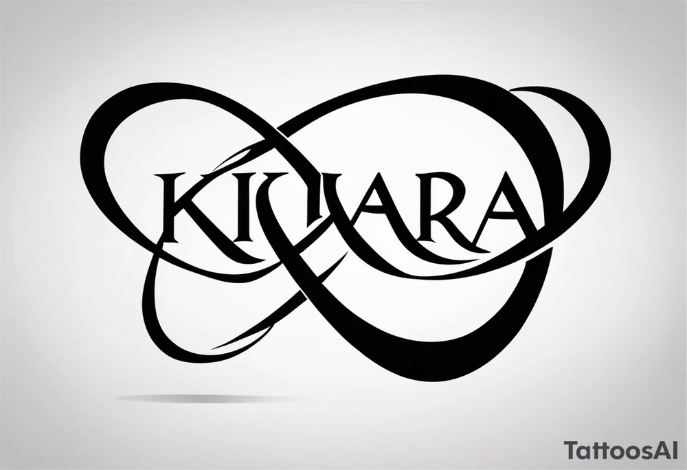 Tattoo with the word Kiara inside an infinity loop tattoo idea