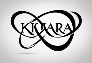 Tattoo with the word Kiara inside an infinity loop tattoo idea