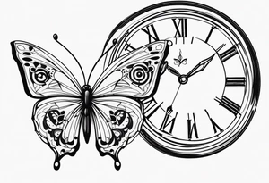 Butterfly and clock tattoo idea