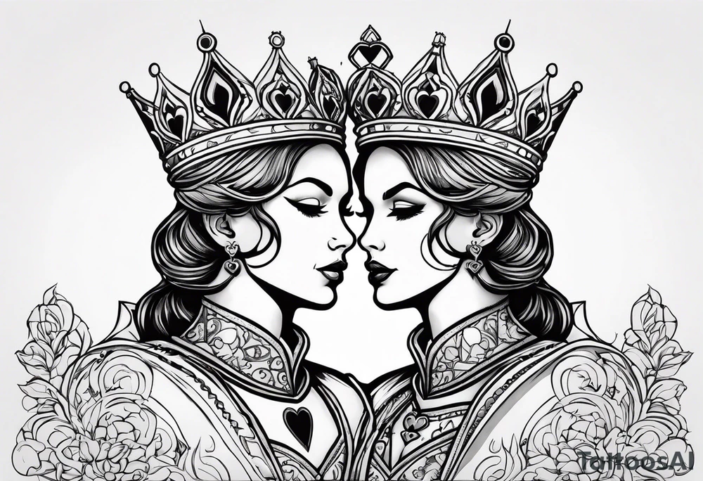 king and queen of hearts tattoo idea